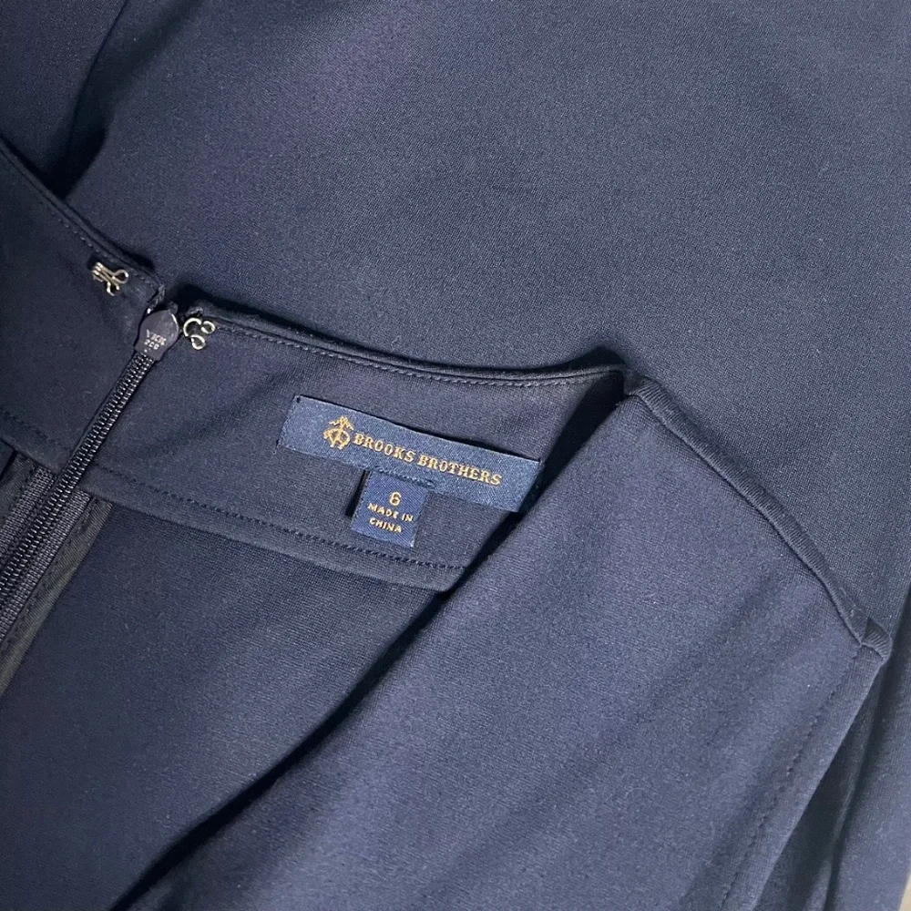 EUC [Brooks Brothers] Navy Blue Essential Stretch Classic Midi Dress | 6 Small - Picture 5 of 13
